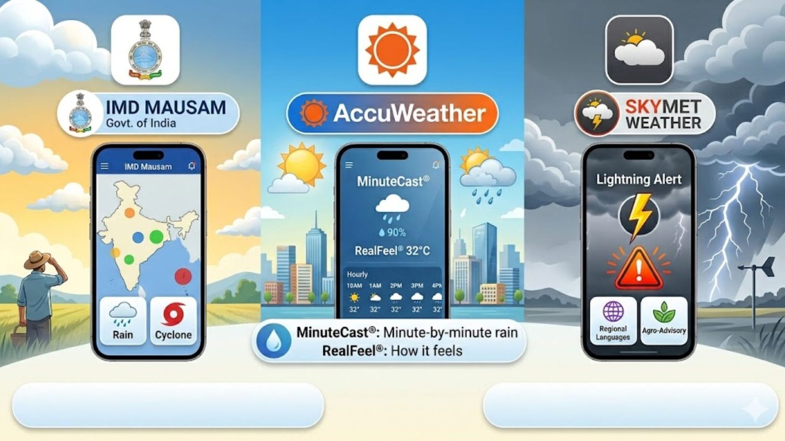 मौसम के लिए सबसे सटीक ऐप कौन सा है? जानिए IMD, AccuWeather और Skymet ...