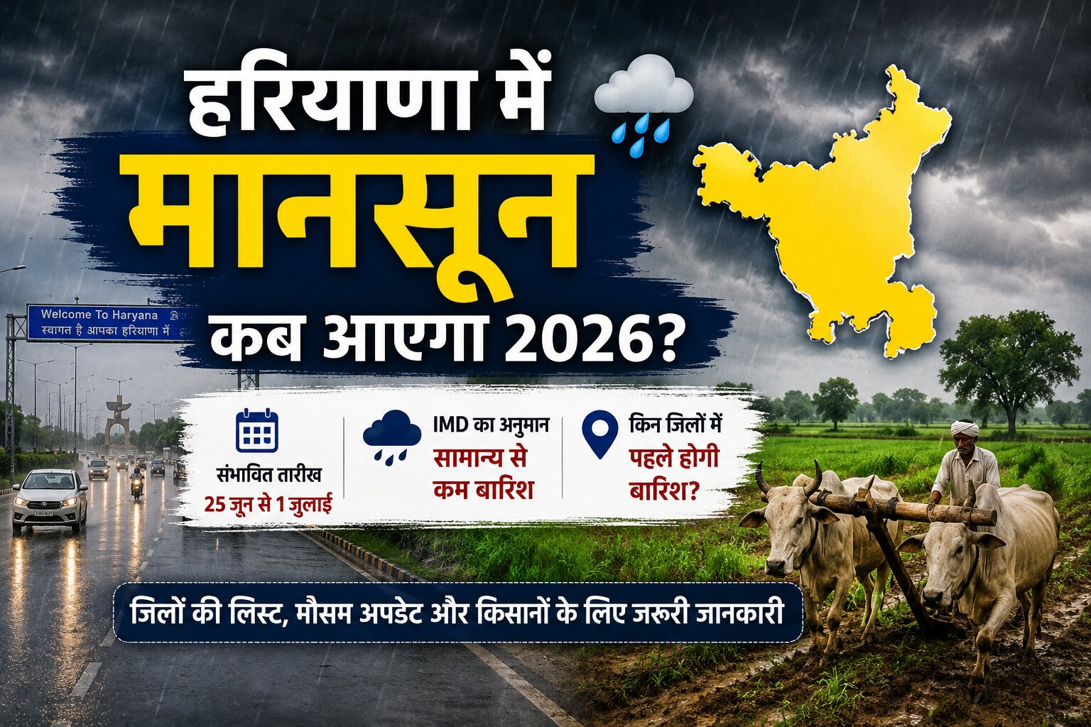 हरियाणा में मानसून कब आएगा 2026? जानें संभावित तारीख, IMD का अनुमान और जिलों की लिस्ट