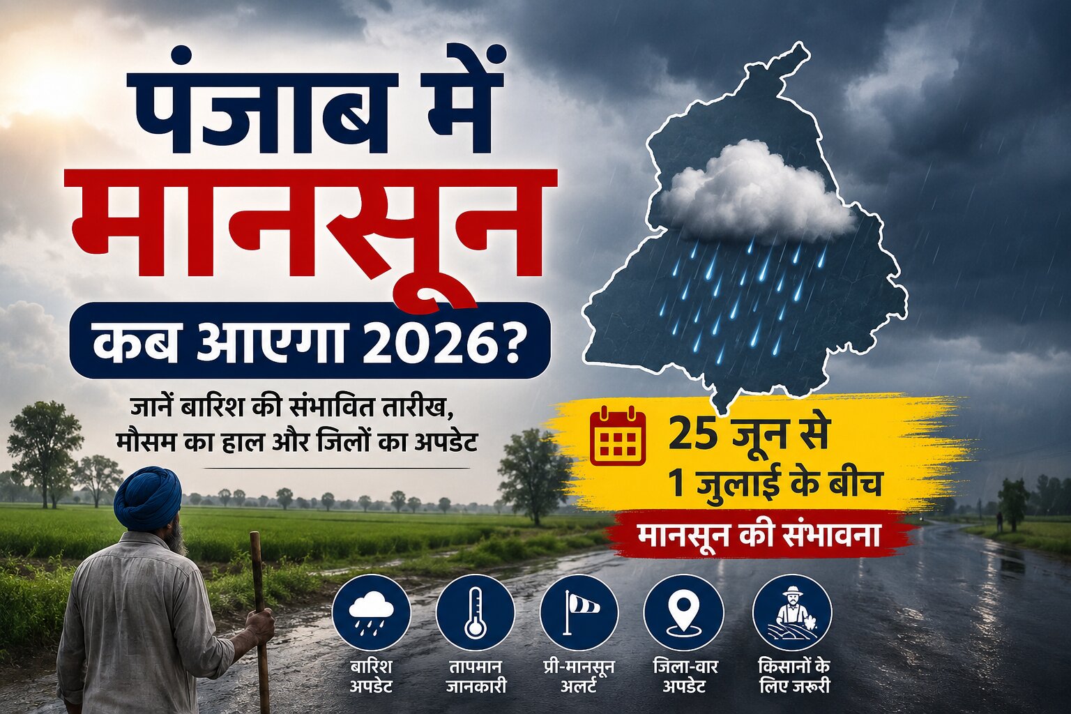 Punjab Monsoon 2026: पंजाब में मानसून कब आएगा 2026? जानें बारिश की संभावित तारीख