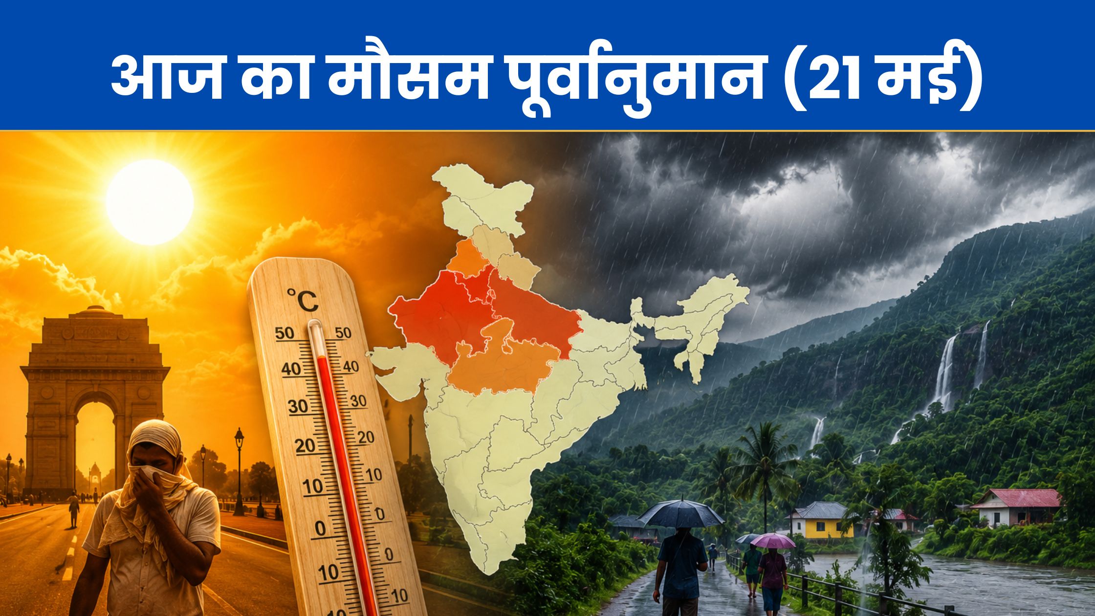 Aaj Ka Mausam 21 May 2026: बांदा में पारा 48.2°C पहुँचा!