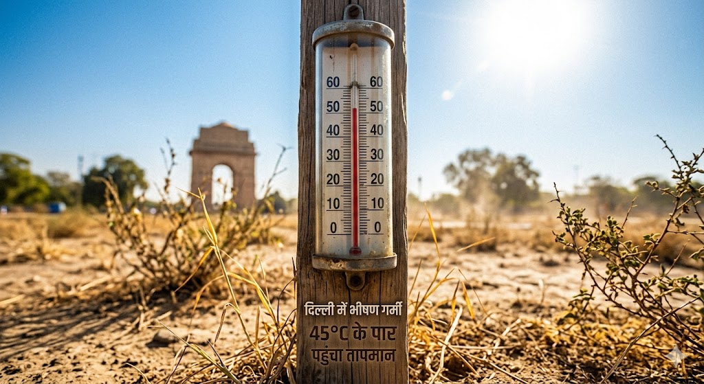 दिल्ली बनी तंदूर! रिज में 45.8°C पहुंचा तापमान, IMD ने जारी किया गंभीर लू अलर्ट