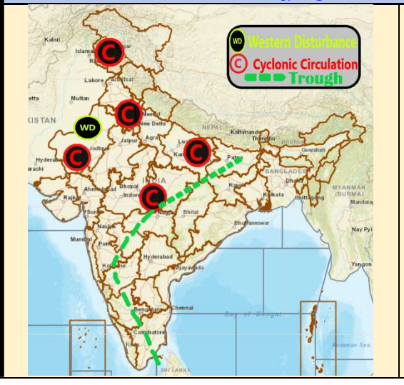 देशभर में सक्रिय मौसम प्रणालियां