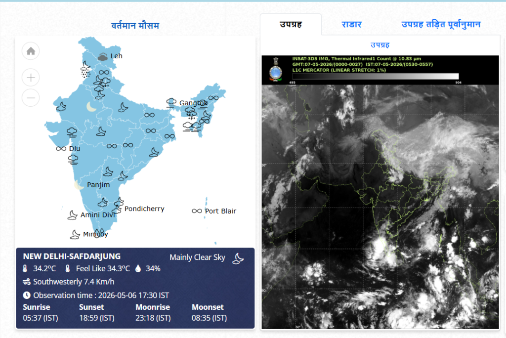 वर्तमान मौसम का हाल 7-8 मई 2026