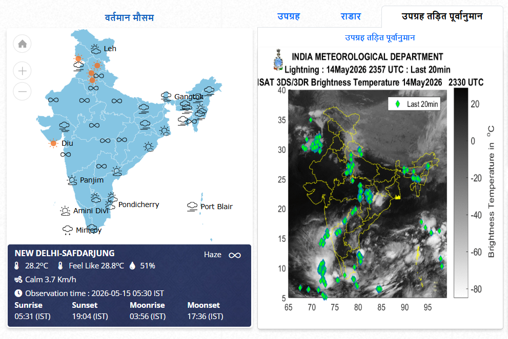 15 मई का मौसम, वर्तमान सैटेलाइट इमेज
