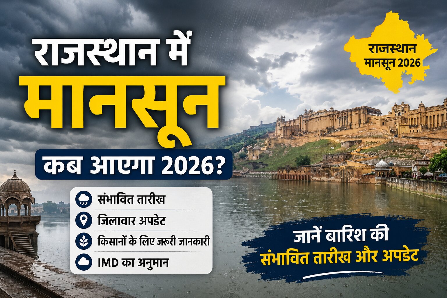राजस्थान में मानसून कब आएगा 2026? जानें बारिश की संभावित तारीख और मौसम विभाग का अपडेट